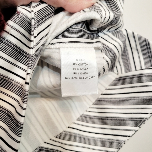 Per Se by Carlisle Black & White Striped Jasmine Italian Cotton Top in  Size 10 - Picture 8 of 9